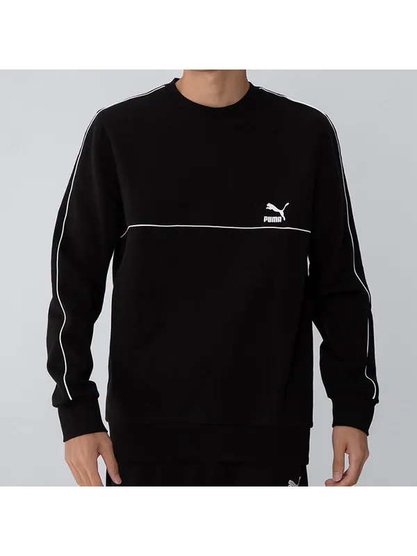 Толстовка clsx piped crew tr logo printing round neck sports pullover black Puma — изображение 3 из 4, черный