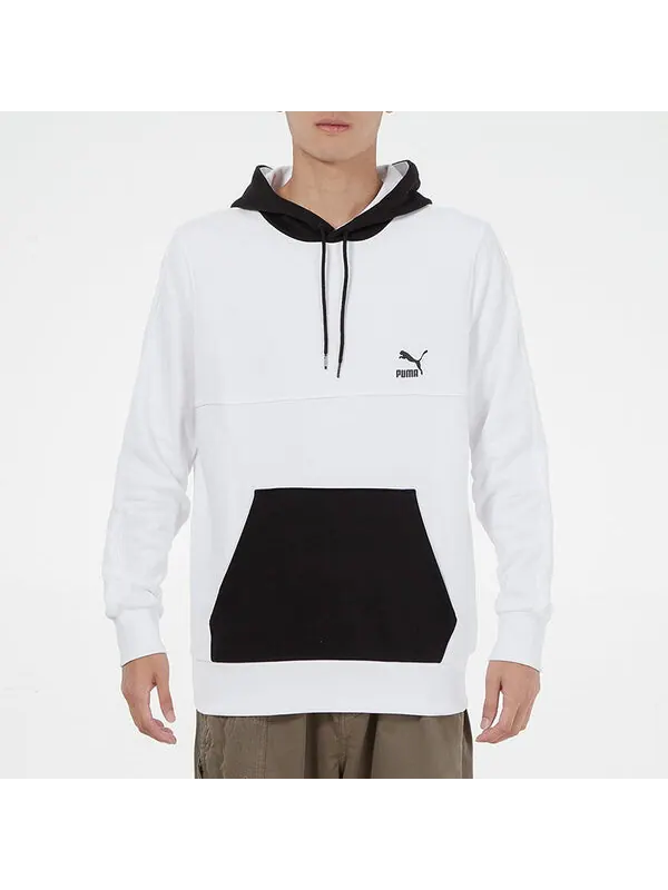 Толстовка clsx colblock hoodie 'white' Puma — изображение 3 из 4, белый/черный