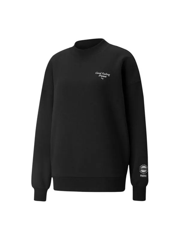 Свитер logo wellness club crewneck sweatshirt 'black' Puma — изображение 1 из 2, черный