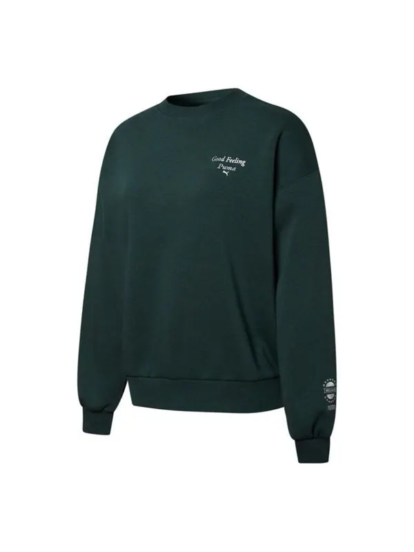 Свитер logo wellness club crewneck sweatshirt 'dark green' Puma — изображение 1 из 2, темный зеленый