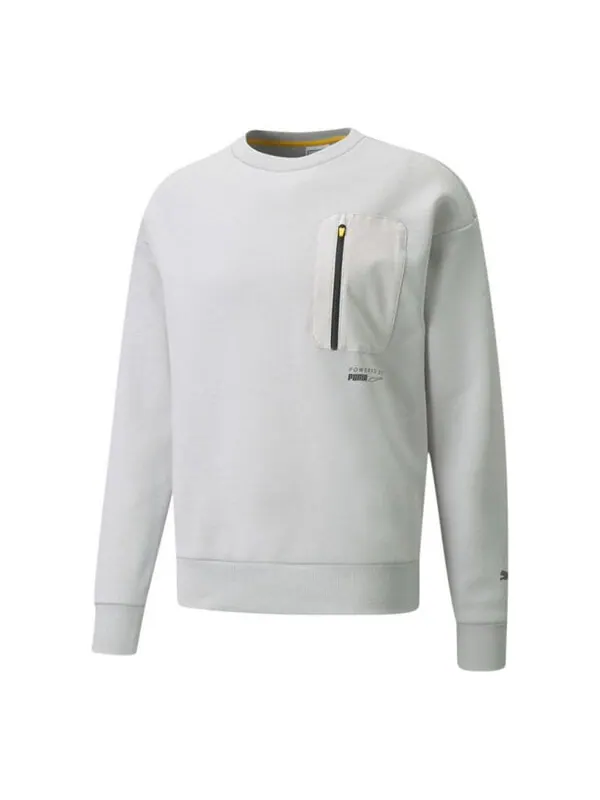 Толстовка protec.t crew chest zipper pocket pullover round neck sports light grey Puma — изображение 1 из 2, серый