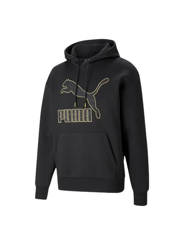 Куртка logo luxe graphic hoodie 'black' Puma — изображение 1 из 3, черный/золотистый