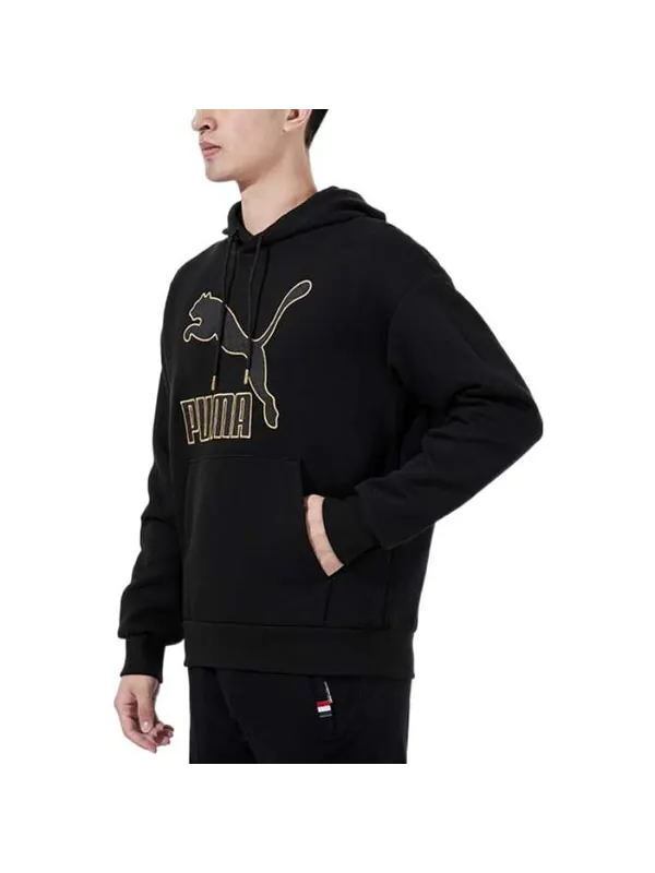 Куртка logo luxe graphic hoodie 'black' Puma — изображение 3 из 3, черный/золотистый