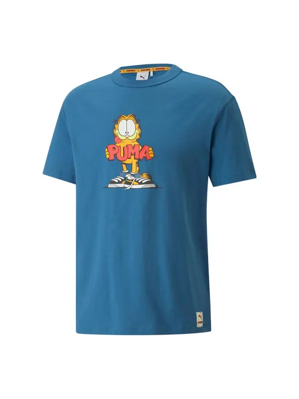 Футболка x garfield graphic t-shirt 'vallarta blue' Puma — изображение 1 из 4, синий