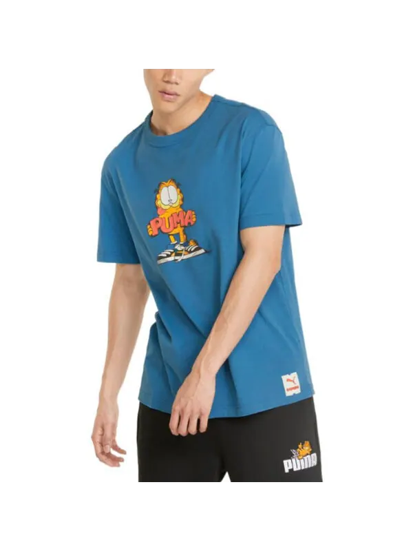 Футболка x garfield graphic t-shirt 'vallarta blue' Puma — изображение 3 из 4, синий