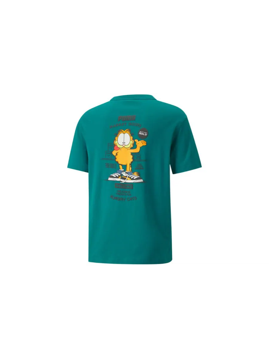 Футболка PUMA x Garfield Graphic T-Shirt 'Parasailing' — изображение 2 из 4, зеленый