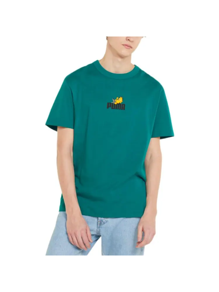 Футболка PUMA x Garfield Graphic T-Shirt 'Parasailing' — изображение 3 из 4, зеленый
