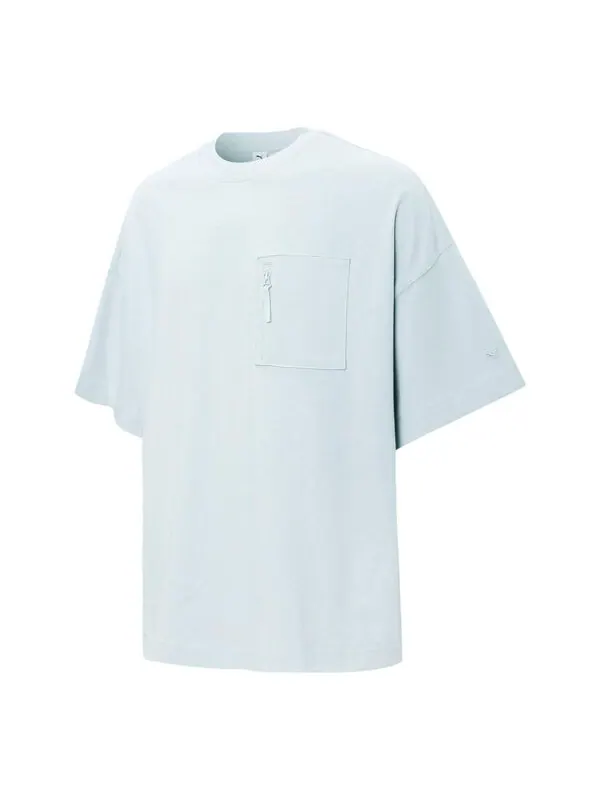 Футболка logo pocket t-shirt 'light blue' Puma — изображение 1 из 2, светлый синий