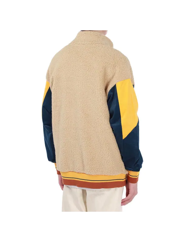 Куртка retro sherpa jacket contrast color stitching sports lamb's wool stay warm logo khaki Puma — изображение 2 из 2, хаки