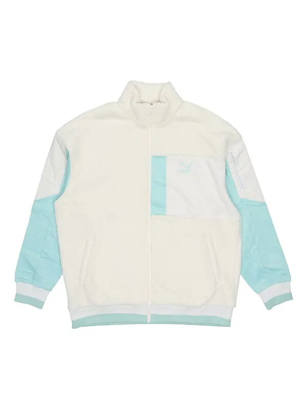 Куртка retro sherpa jacket 'beige blue' Puma — изображение 1 из 2, бежевый/синий