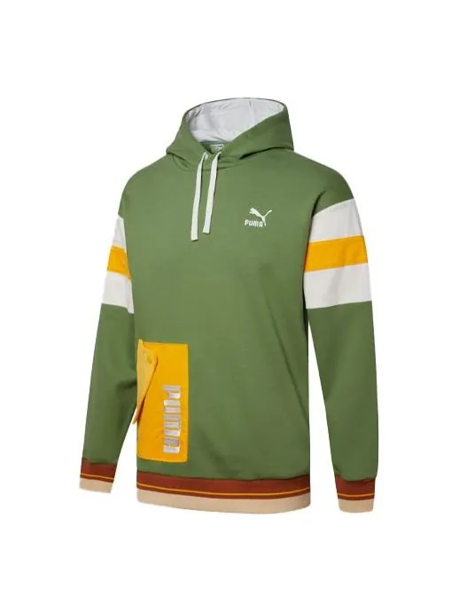 Толстовка retro embroidered logo contrasting colors sports dark green Puma — изображение 1 из 4, зеленый