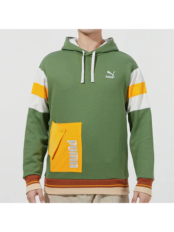 Толстовка retro embroidered logo contrasting colors sports dark green Puma — изображение 3 из 4, зеленый