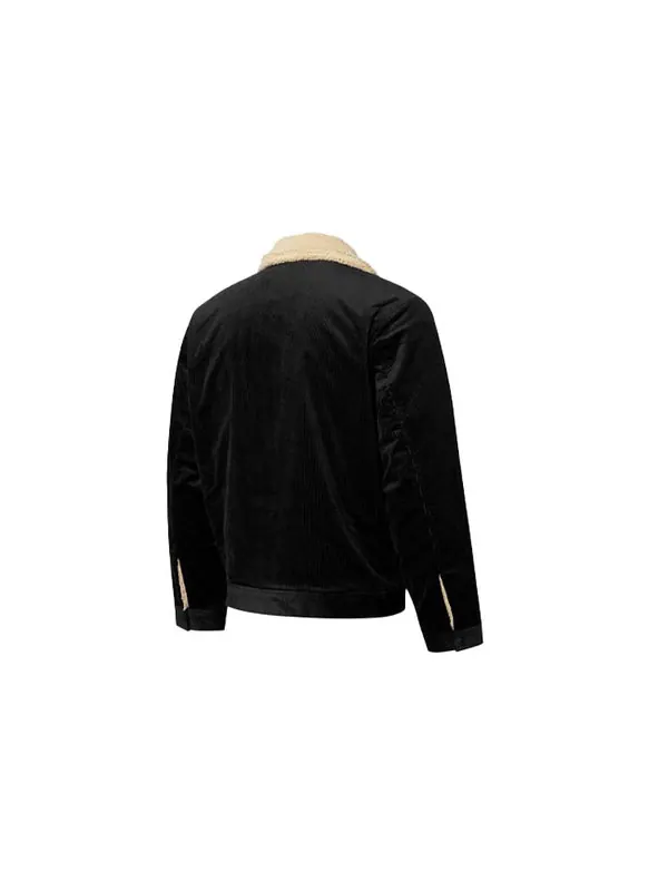 Куртка cord embroidered logo reversible plush corduroy jacket black Puma — изображение 2 из 3, черный