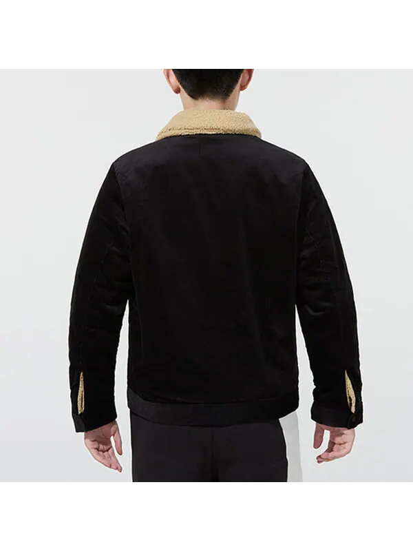 Куртка cord embroidered logo reversible plush corduroy jacket black Puma — изображение 3 из 3, черный
