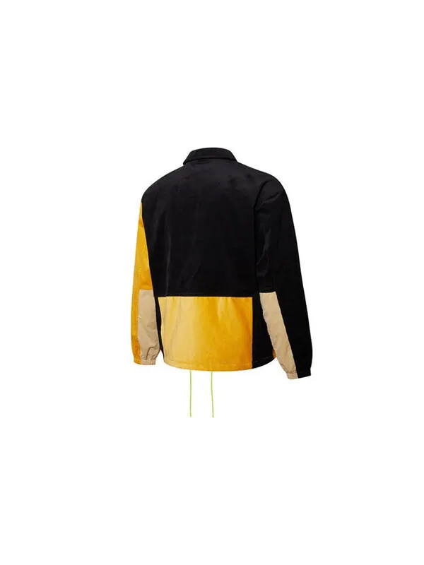 Куртка logo cord coach jacket 'black' Puma — изображение 2 из 2, черный/желтый