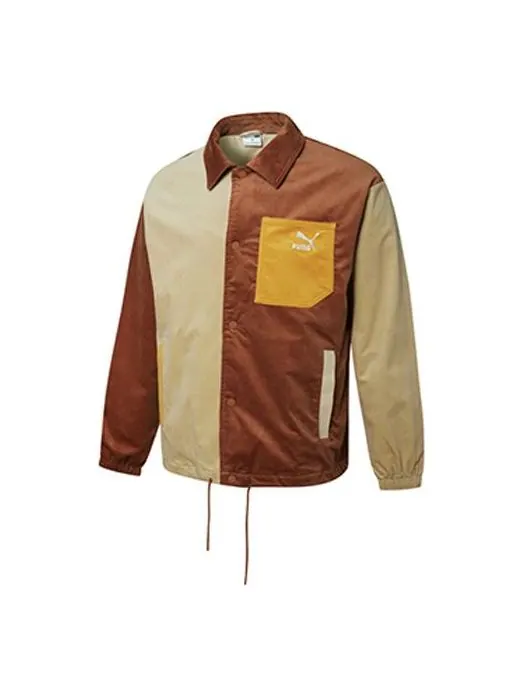 Куртка cord coach jacket corduroy splicing woven logo sports coffee Puma — изображение 1 из 2, бежевый