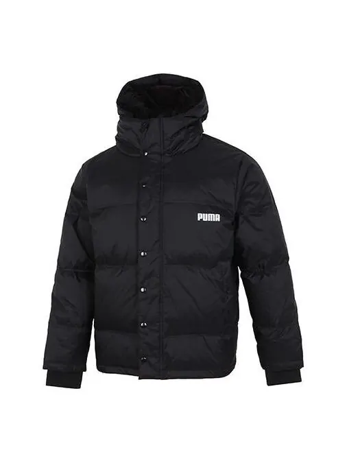Куртка logo puffer jacket 'black' Puma — изображение 1 из 4, черный