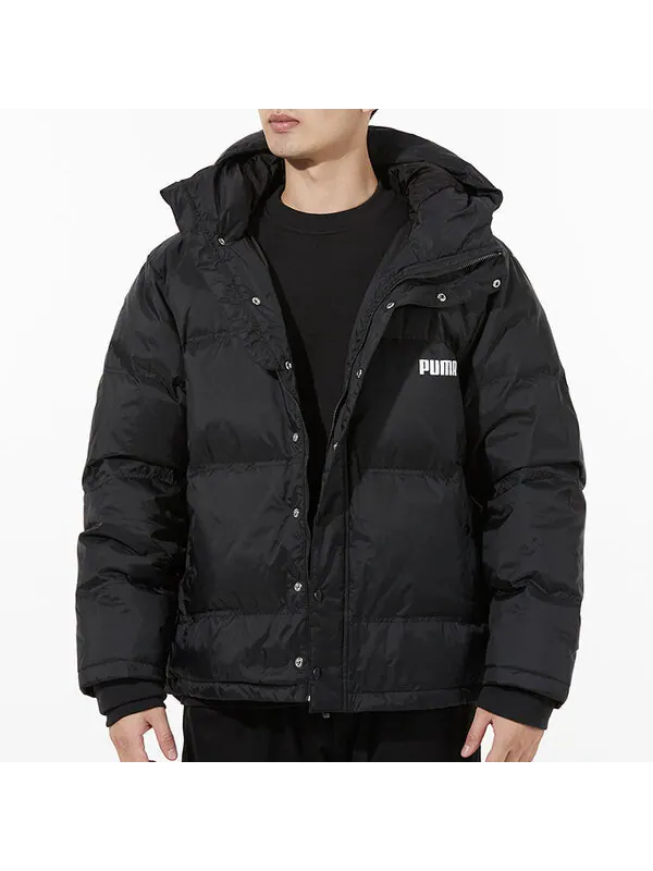 Куртка logo puffer jacket 'black' Puma — изображение 3 из 4, черный