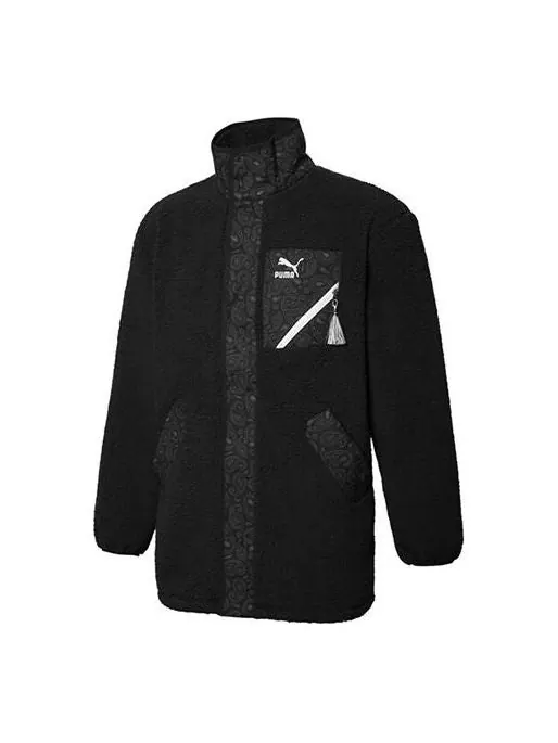 Куртка PUMA Unisex Paisley Imitation Lamb Wool Stand-up Collar Jacket Black — изображение 1 из 5, черный