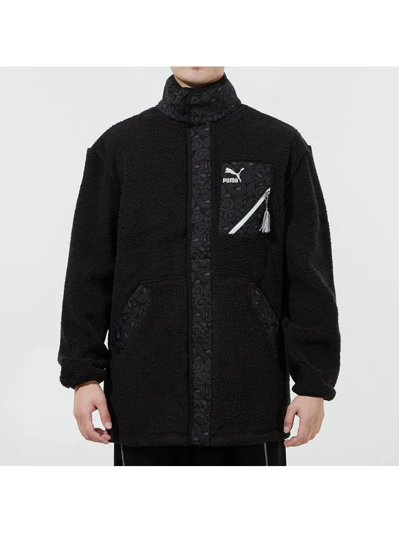 Куртка PUMA Unisex Paisley Imitation Lamb Wool Stand-up Collar Jacket Black — изображение 3 из 5, черный