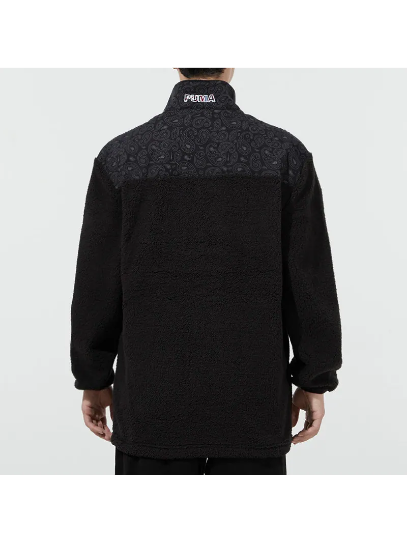 Куртка PUMA Unisex Paisley Imitation Lamb Wool Stand-up Collar Jacket Black — изображение 4 из 5, черный