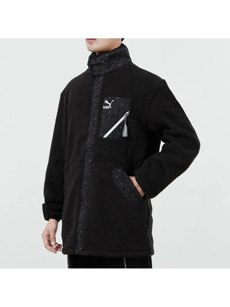 Куртка PUMA Unisex Paisley Imitation Lamb Wool Stand-up Collar Jacket Black — изображение 5 из 5, черный