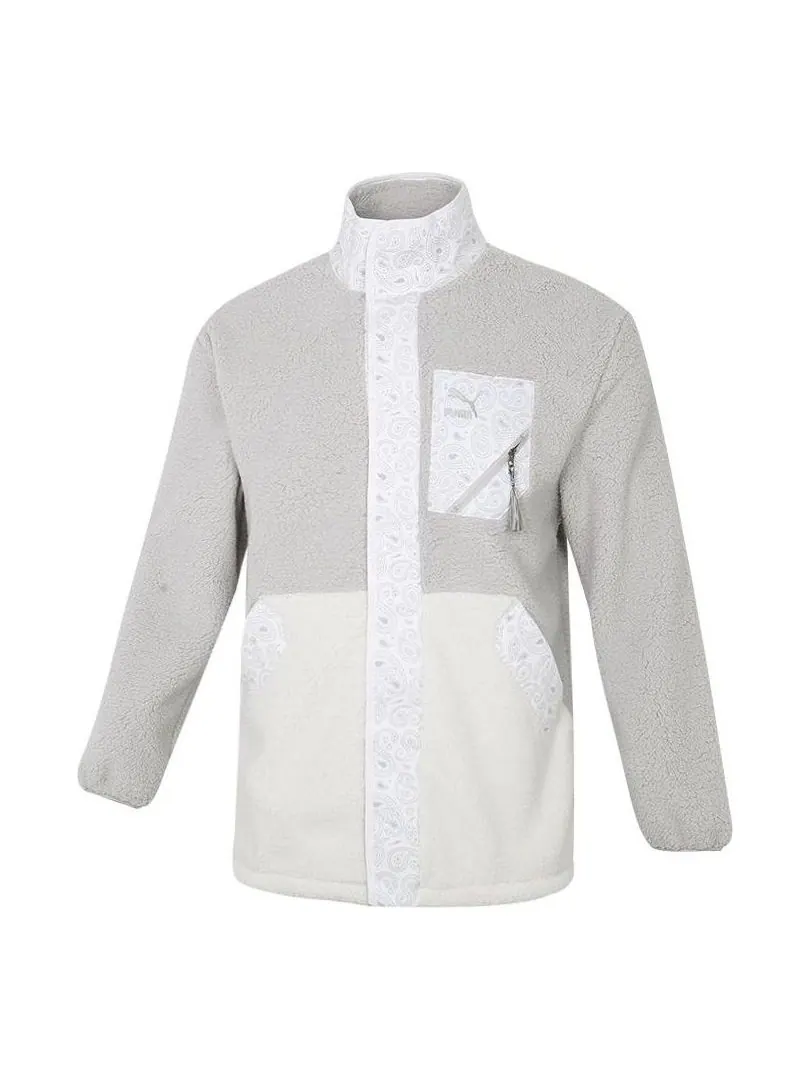 Куртка PUMA Unisex Paisley Imitation Lamb Wool Stand-up Collar Jacket Grey — изображение 1 из 2, серый