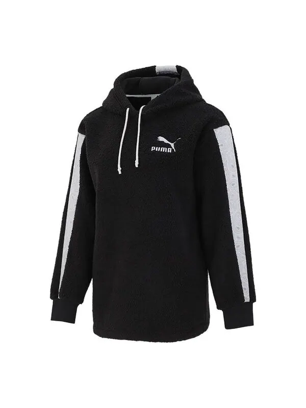Толстовка sherpa hoodie 'black white' Puma — изображение 1 из 4, черный/белый