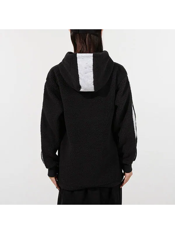 Толстовка sherpa hoodie 'black white' Puma — изображение 3 из 4, черный/белый
