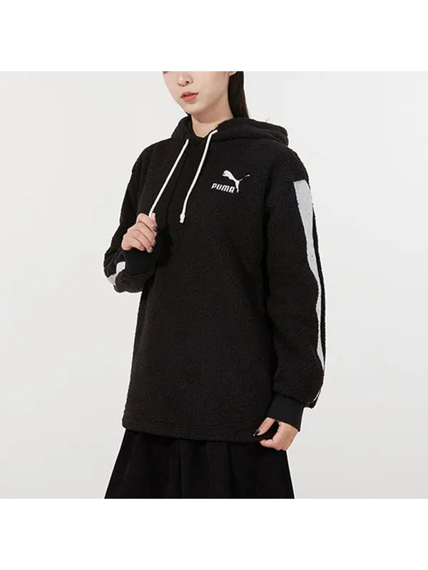 Толстовка sherpa hoodie 'black white' Puma — изображение 4 из 4, черный/белый