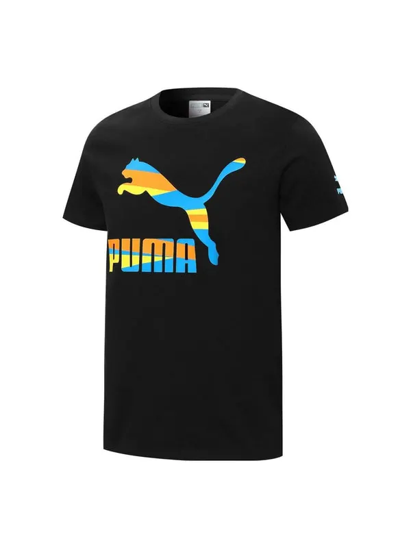 Футболка colorful logo t-shirt 'black' Puma — изображение 1 из 2, черный