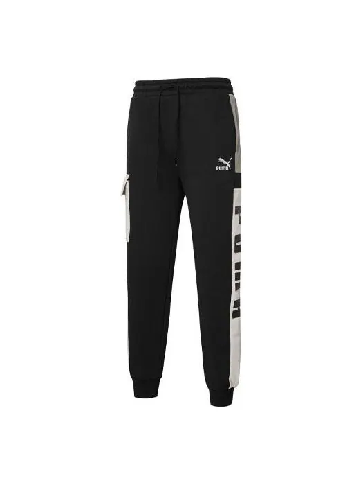 Брюки logo retro cargo pants 'black' Puma — изображение 1 из 2, черный