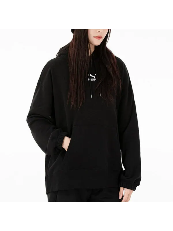 Свитер classics oversized tr embroidery logo hoodie black Puma — изображение 3 из 4, черный
