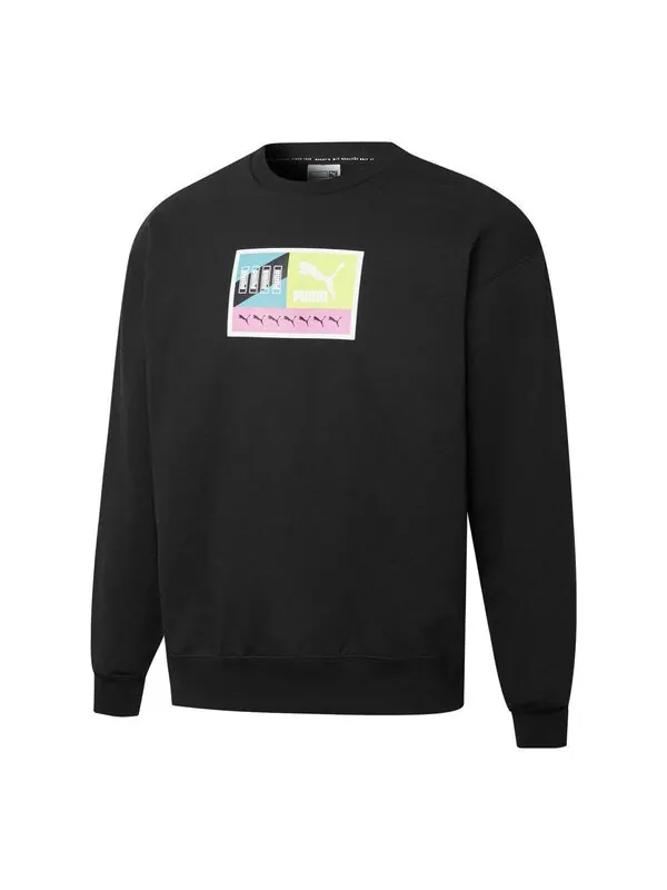Куртка brand love multiplacement crew sweatshirt 'black' Puma — изображение 1 из 2, черный