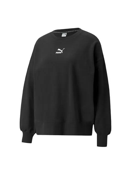 Свитер classics logo embroidery round-neck sweatshirtblack Puma — изображение 1 из 2, черный