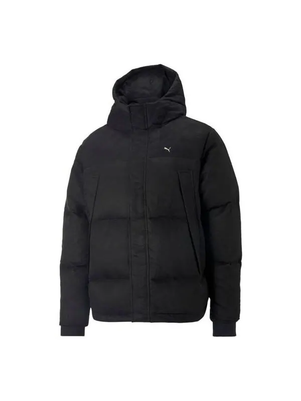 Куртка logo mmq faux leather down jacket 'black' Puma — изображение 1 из 2, черный