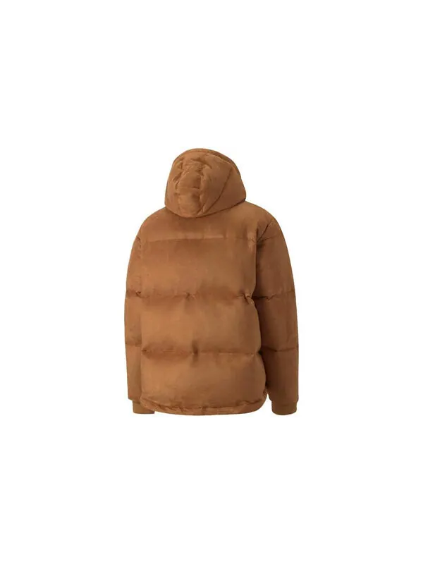Куртка logo mmq faux leather down jacket 'brown' Puma — изображение 2 из 4, коричневый