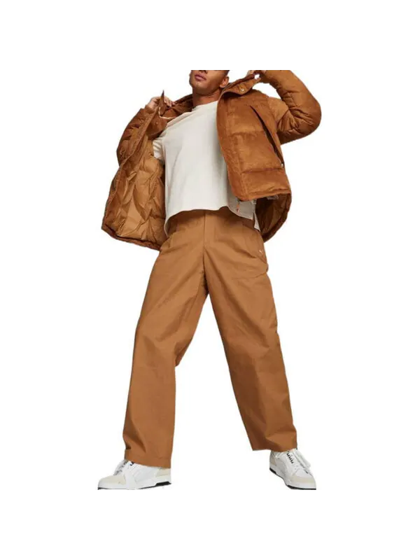 Куртка logo mmq faux leather down jacket 'brown' Puma — изображение 4 из 4, коричневый