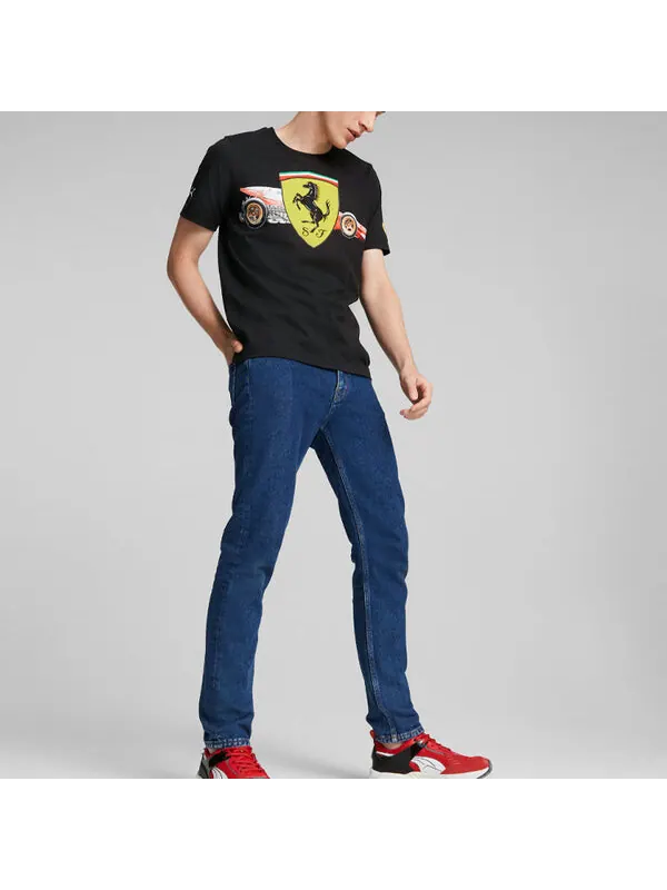 Футболка scuderia ferrari shield tee 'black' Puma — изображение 3 из 4, черный/желтый