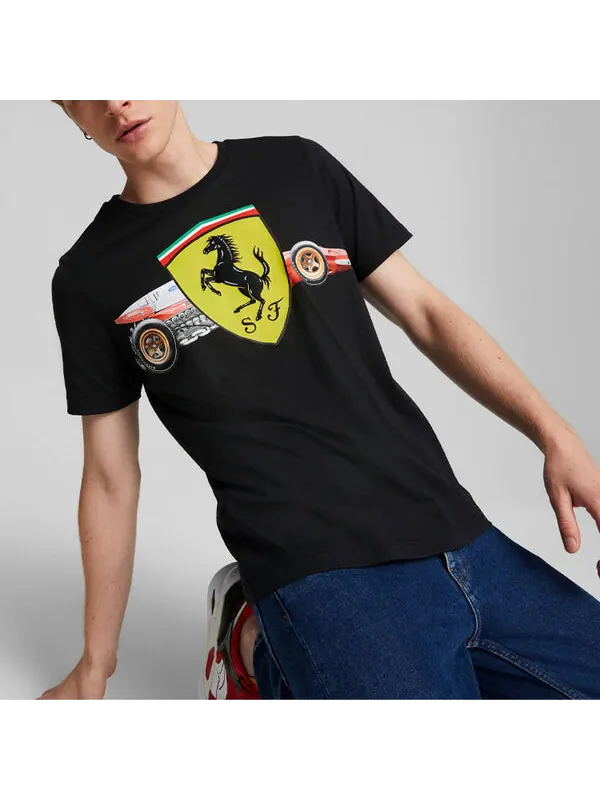 Футболка scuderia ferrari shield tee 'black' Puma — изображение 4 из 4, черный/желтый