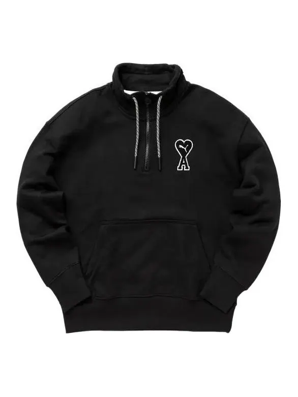 Толстовка x ami half zip sweatshirt 'black' Puma — изображение 1 из 3, черный