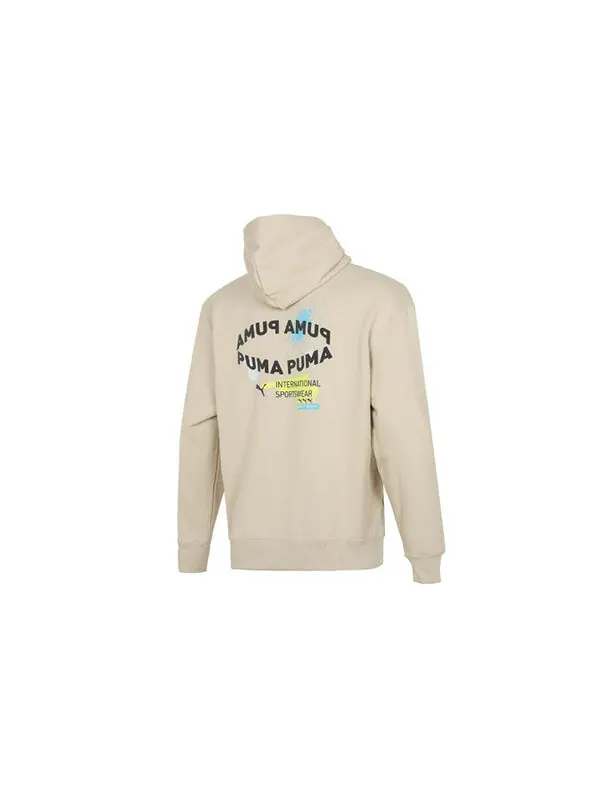 Толстовка oversize trend graphic logo hoodie 'beige' Puma — изображение 2 из 4, бежевый