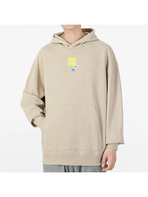 Толстовка oversize trend graphic logo hoodie 'beige' Puma — изображение 3 из 4, бежевый