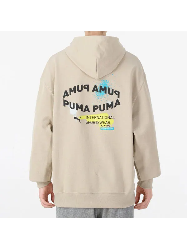 Толстовка oversize trend graphic logo hoodie 'beige' Puma — изображение 4 из 4, бежевый