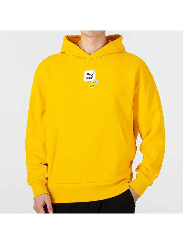 Толстовка oversize trend graphic logo hoodie 'yellow' Puma — изображение 3 из 4, желтый