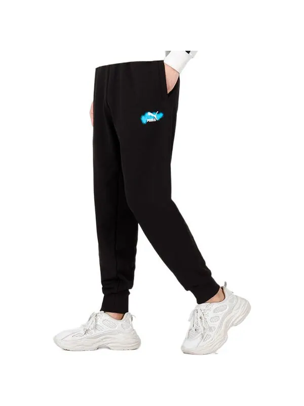 Брюки trend graphic logo pants 'black' Puma — изображение 4 из 4, черный