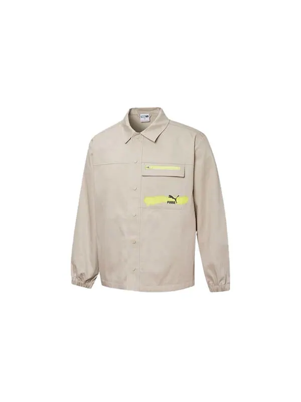 Куртка logo printing loose woven lapel jacket Puma — изображение 2 из 4, коричневый