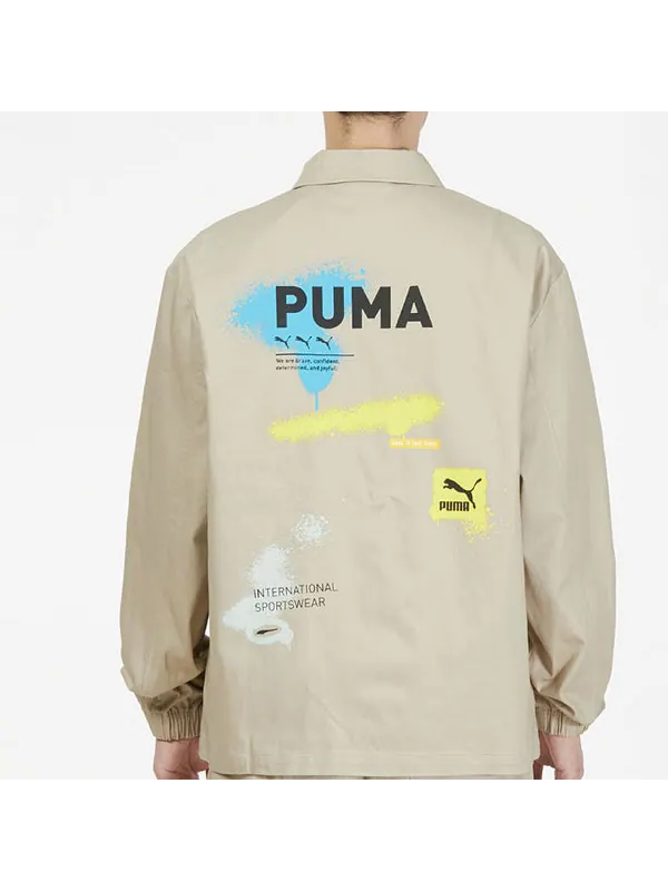Куртка logo printing loose woven lapel jacket Puma — изображение 4 из 4, коричневый
