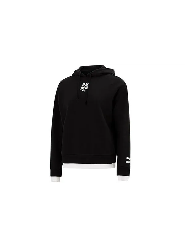 Свитер layered printing fake two hoodie black Puma — изображение 2 из 3, черный