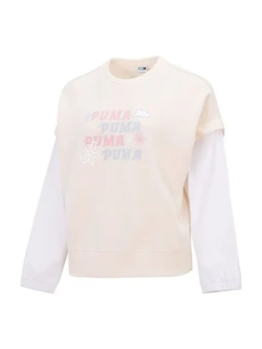 Свитер logo 2-fer graphic vest top 'beige' Puma — изображение 1 из 2, бежевый/белый